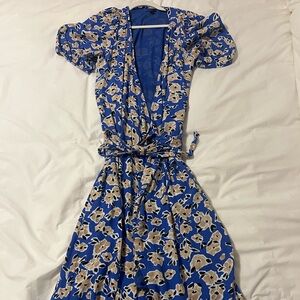 Ann Taylor Blue and Tan Floral Maxi Dress